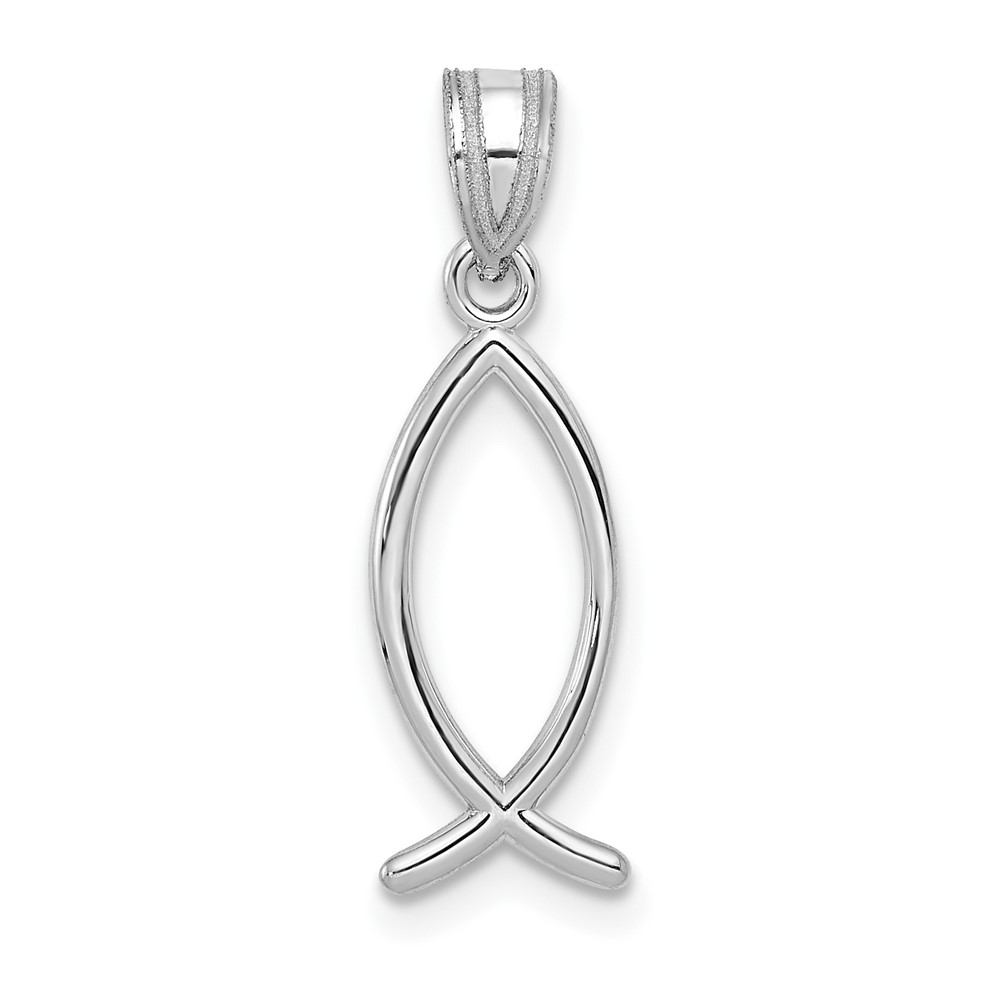 XR524.jpg 14k White Gold Ichthus Fish Pendant - Image 1
