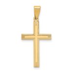 14k Polished Laser Etched Cross Charm
