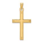 14k Laser Etched Cross Charm