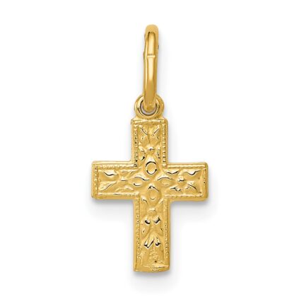 14K Floral Cross Charm
