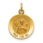 14k Polished and Satin Solid Saint John Medal Round Charm