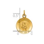 14k Polished and Satin Solid Saint Roch Medal Round Charm - Image 3