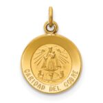 14K Polished and Satin Solid Caridad Del Cobre Medal Round Charm