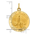 14k Polished and Satin Solid Our Lady of Fatima Medal Round Pendant - Image 3