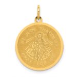 14k Polished and Satin Solid Saint Jude Thaddeus Round Disc Charm