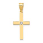 14k Polished .01 carat Diamond Cross Pendant