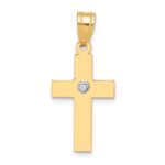 14k Polished .01 carat Diamond Cross Pendant