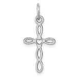 14K White Gold Loop with Center Heart Cross Charm