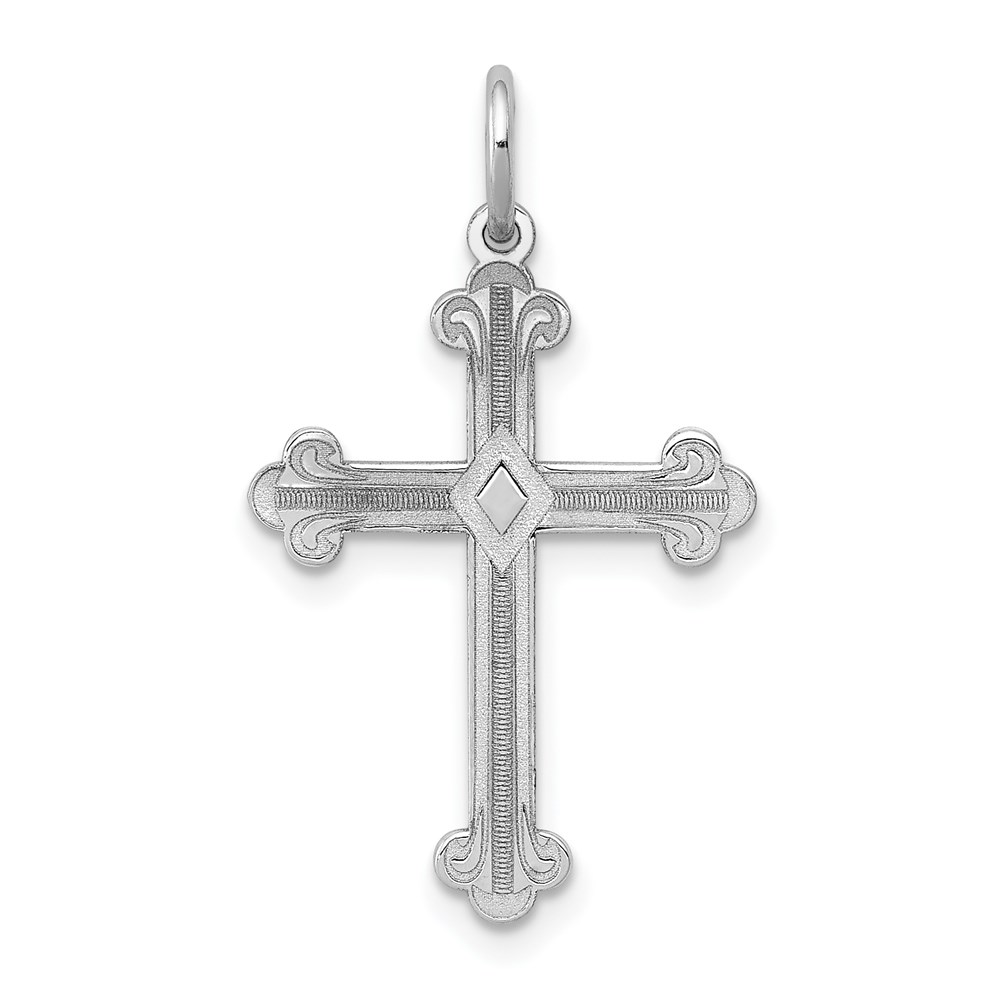 XR973.jpg 14K White Gold Laser Designed Cross Pendant - Image 1
