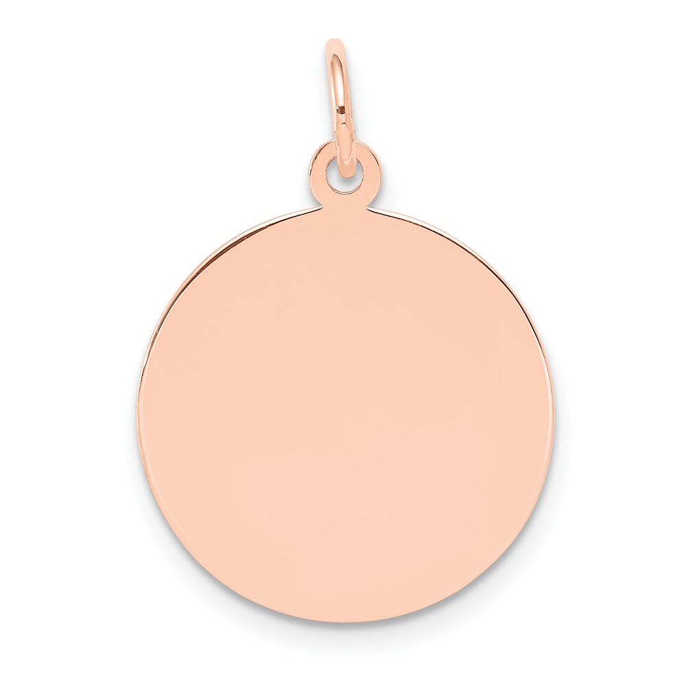 XRM136_18-4.jpg 14k Rose Gold Plain .013 Gauge Round Engravable 18mm Disc Charm - Image 1