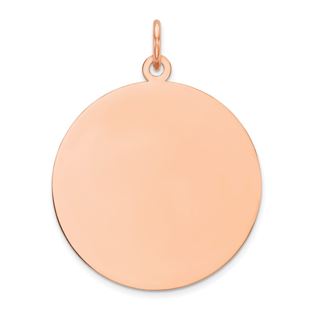XRM138-2.jpg 14k Rose Gold Plain .018 Gauge Round Engravable 23mm Disc Charm - Image 1