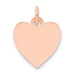 14k Rose Gold Plain .013 Gauge Engraveable Heart 15x14mm Disc Charm