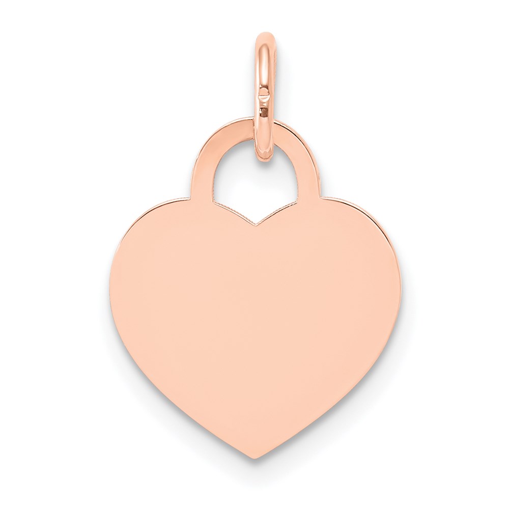 XRM521_18-5.jpg 14k Rose Gold Plain .027 Gauge Medium Engraveable Heart 19x15mm Disc Charm - Image 1