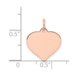 14k Rose Gold Plain .011 Gauge Engravable Heart 15x14mm Disc Charm - Image 4
