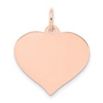 14k Rose Gold Plain .027 Gauge Engravable Heart 19x18mm Disc Charm