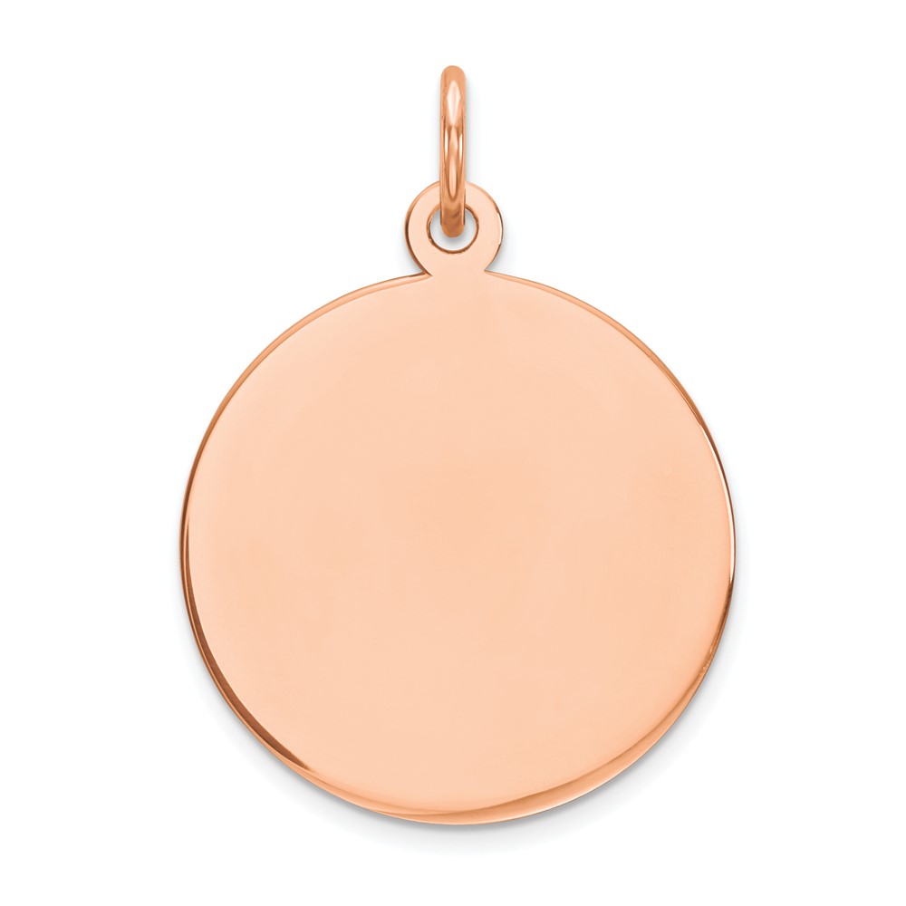 XRM538-3.jpg 14k Rose Gold Plain .018 Gauge Round Engravable 17mm Disc Charm - Image 1