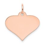 14k Rose Gold Plain .018 Gauge Engraveable Heart 18x19mm Disc Charm