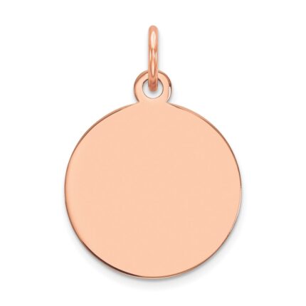 14k Rose Gold Plain .027 Gauge Round Engravable 15mm Disc Charm