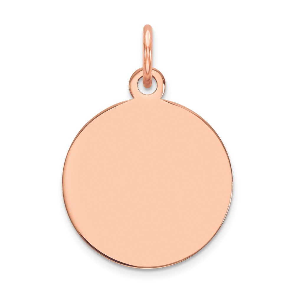 XRM605-3.jpg 14k Rose Gold Plain .027 Gauge Round Engravable 15mm Disc Charm - Image 1