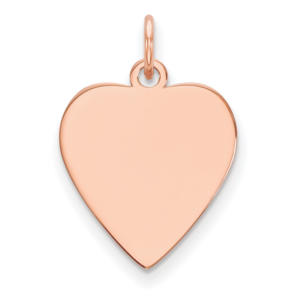 XRM622.jpg 14k Rose Gold Plain .011 Gauge Engravable Heart 17x16.5mm Disc Charm - Image 1