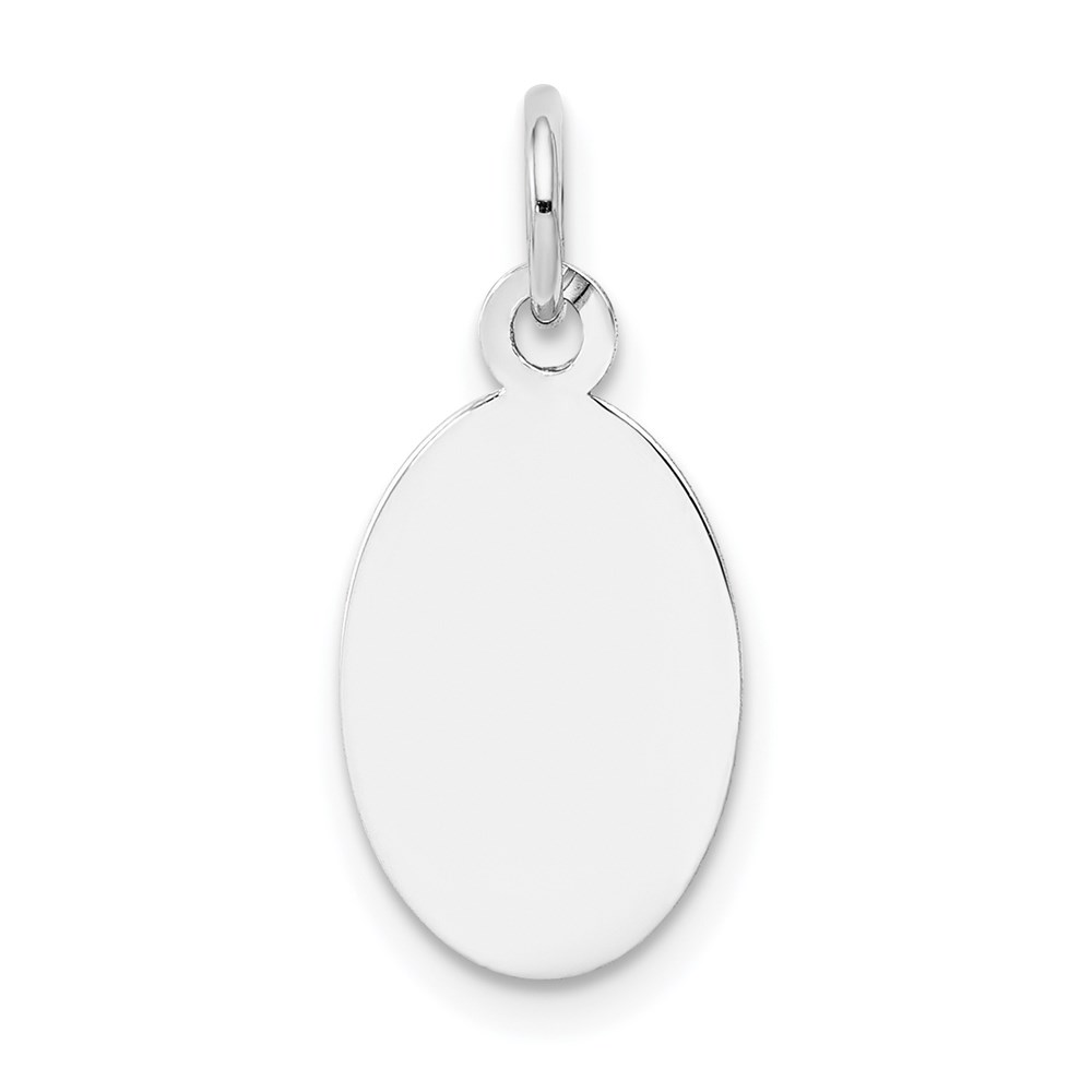 XWM100_18-3.jpg 14k White Gold Plain .013 Gauge Oval Engravable 17x9mm Disc Charm - Image 1