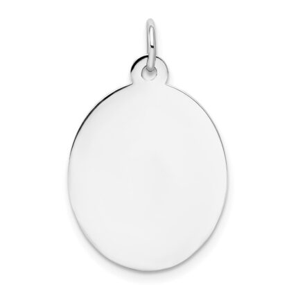 14k White Gold Plain .035 Gauge Oval Engravable 23x16mm Disc Charm