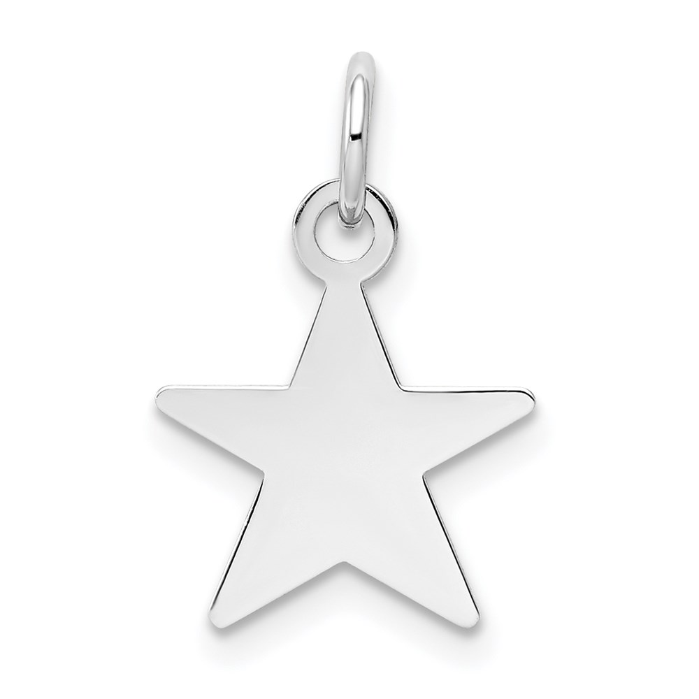 XWM110_18.jpg 14k White Gold Plain .013 Gauge Engravable 14x11mm Star Disc Charm - Image 1