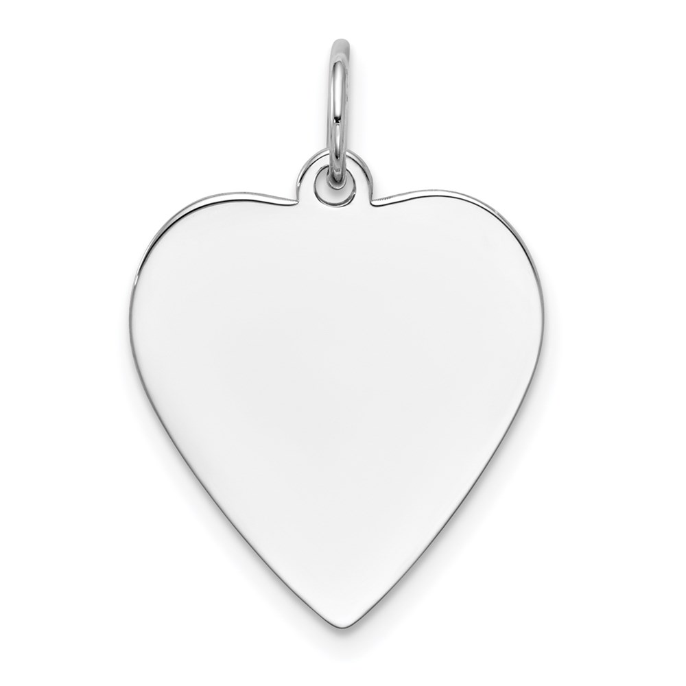 XWM118_18-2.jpg 14k White Gold Plain .018 Gauge Engravable Heart 21x18mm Disc Charm - Image 1