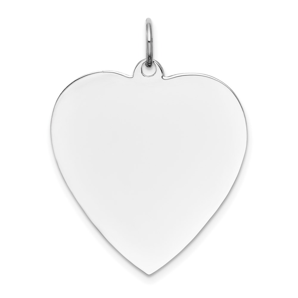 XWM121_18-3.jpg 14k White Gold Plain .027 Gauge Engravable Heart 27x24mm Disc Charm - Image 1