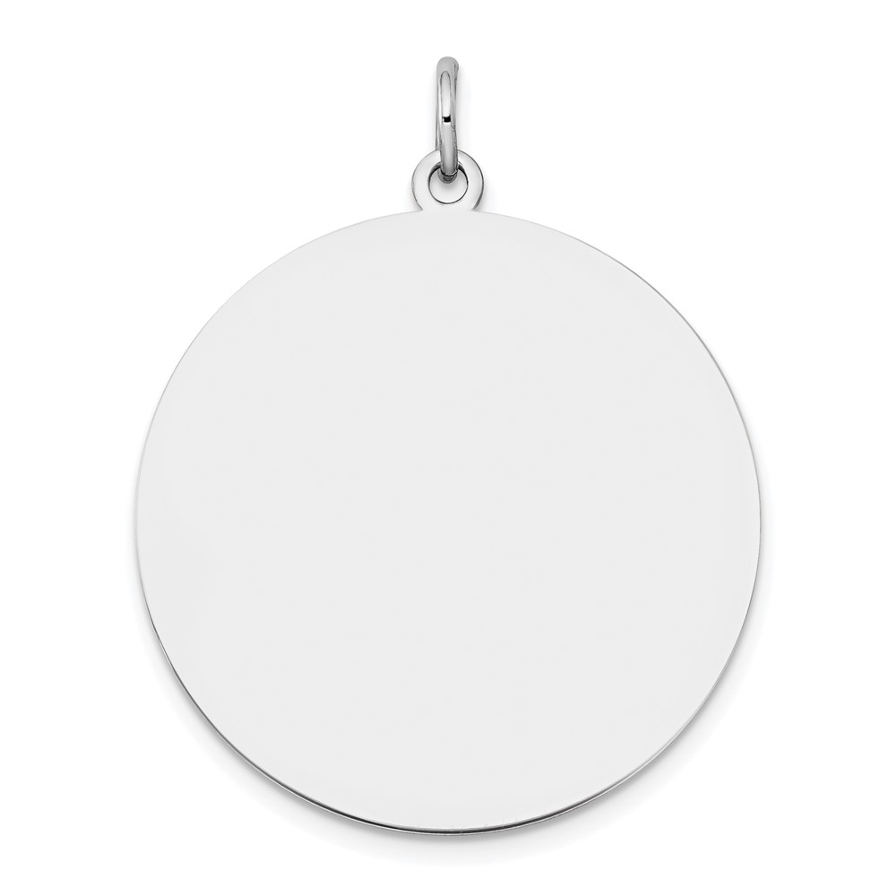 XWM140_18.jpg 14k White Gold Plain .018 Gauge Round Engravable 25mm Disc Charm - Image 1