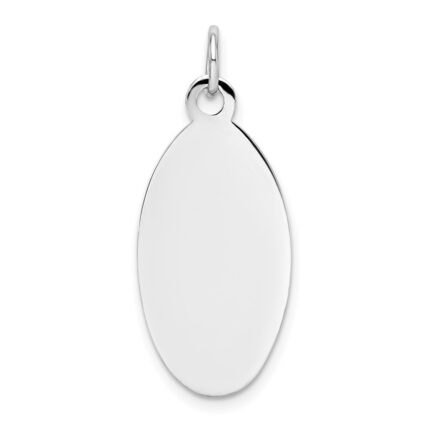 14k White Gold Plain .018 Gauge Engravable Elliptical 27x12mm Disc Charm