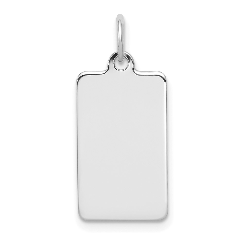 XWM286-1.jpg 14k White Gold Plain .013 Gauge Rectangular Engravable 17.1x10.5mm Disc Charm - Image 1