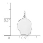 14k White Gold Plain Small.027 Depth Facing Right Engravable Boy Charm - Image 4