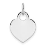 14k White Gold Plain .011 Gauge Engravable Heart 15x12mm Disc Charm