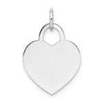 14k White Gold Plain .011 Gauge Engravable Heart 19x15mm Disc Charm
