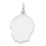 14k White Gold Plain Medium.027 Depth Facing Left Engravable Boy Charm