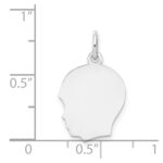 14k White Gold Plain Medium.011 Depth Facing Left Engravable Boy Charm - Image 3