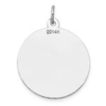 14K White Gold Plain .011 Gauge Round Engravable 22mm Disc Charm - Image 3