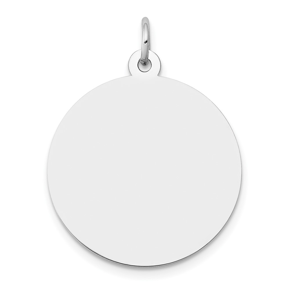 XWM595_18.jpg 14K White Gold Plain .009 Gauge Round Engravable 22mm Disc Charm - Image 1