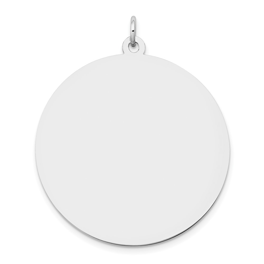 XWM596_18.jpg 14K White Gold Plain .018 Gauge Round Engravable 32mm Disc Charm - Image 1