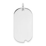 14k White Gold Plain .009 Gauge Engravable 25x13mm Dog Tag with Notch Disc Charm
