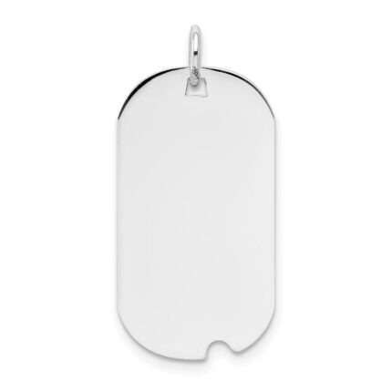 14k White Gold Plain .013 Gauge Engravable 25x13mm Dog Tag with Notch Disc Charm