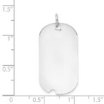 14k White Gold Plain .018 Gauge Engravable 30x16mm Dog Tag with Notch Disc Charm - Image 3