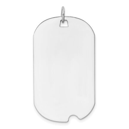 14k White Gold Plain .013 Gauge Engravable 36x19mm Dog Tag with Notch Disc Charm