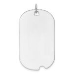 14k White Gold Plain .035 Gauge Engravable 36x19mm Dog Tag with Notch Disc Charm