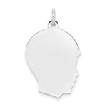 14k White Gold Plain Medium.018 Depth Facing Right Engravable Boy Charm