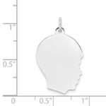 14k White Gold Plain Medium.011 Depth Facing Right Engravable Boy Charm - Image 4