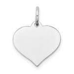 14K White Gold Plain .013 Gauge Engravable Heart 15x14mm Disc Charm