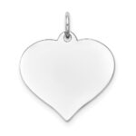 14K White Gold Plain .027 Gauge Engravable Heart 20x18mm Disc Charm