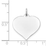 14K White Gold Plain .027 Gauge Engravable Heart 20x18mm Disc Charm - Image 3